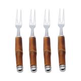 Cj. 4 Pcs Garfos De Aço Inox Cabo De Bamboo Escuro - F9-30348 - Wolff