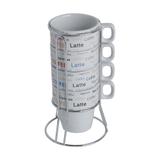 Cj. 4 Xícaras De Café De Porcelana 220Ml Flavors C/ Suporte - F9-30368 - Bon gourmet