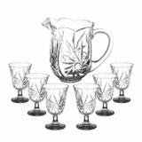 Cj. 6 taças e 1 jarra de cristal prima luxo 1,3l - Lyor