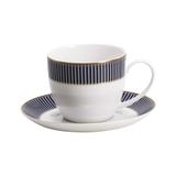 Cj. 6 Xícaras De Chá 280Ml C/ 6 Píres De Porcelana Alto Relevo Cobalto C/ Dourado - F9-25449 - Wolff