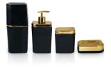 Cj.Banheiro Cromo Petala Preto E Dourado - OUCBP 715 PT DO - Ou