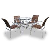 Cjt de mesa em fibra sintética Lótus - 4 Cadeiras + 1 Mesa. Moveis para varanda - Abinoski