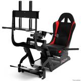 Cockpit Suporte p/ Volantes Simuladores de Corrida VE2 Estação Completa Banco Vermelho. - Extreme simracing