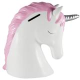 Cofre Unicórnio Cerâmica Branco e Rosa 21,5cm Cofrinho Sleepy - Urban