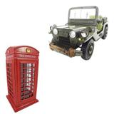 Cofrinho Cabine Telefônica Jeep Exercito 28 Cm Ferro - Braslu