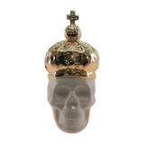 Cofrinho Caveira Coroa Decorativo Cerâmica Dourada 15x10x14cm - Maisaz