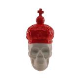 Cofrinho Caveira Coroa Decorativo Cerâmica Vermelha 15x10x14cm - Maisaz