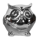 Cofrinho De Ceramica De Coruja Fat Owl Prata Urban