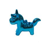 Cofrinho Unicornio Ceramica Decorativo Cromado Azulado - Maisaz