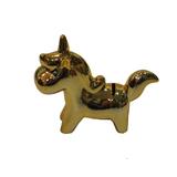 Cofrinho Unicornio Ceramica Decorativo Cromado Dourado - Maisaz