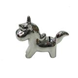 Cofrinho Unicornio Ceramica Decorativo Cromado Prateado - Maisaz