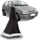 Coifa Câmbio Palio Strada Siena G1 G2 1996 a 2007 Napa Preta com Base Cromada Costura Vermelha - Auto quality