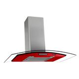 Coifa de Parede Vidro Curvo 75cm Duto Slim Terim Vermelho com Inox