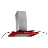 Coifa de Parede Vidro Curvo 90cm Duto Slim Terim Vermelho com Inox