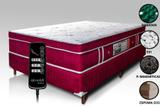 Colchão Magnético Queen Size Com Massageador E Controle Operacional + Box Bipartido Vermelho Vinho - Allmag