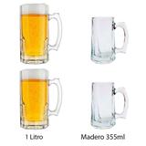 Coleção com 2 Canecas Oktoberfest Tarros 1 Litro + 2 canecas Madero 355ml - Libbey