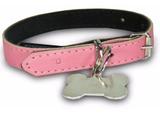 Coleira Cachorro Couro Pingente Ossinho 40 A 50cm - Tam M - Pet import