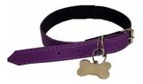 Coleira Pet Cao Couro Pingente Metal Ossinho P - Pet import