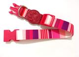 Coleira Seda 25Mm Rosa Listrada Tamanho Único (32Cm49Cm) - Nica pet
