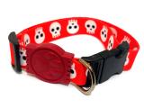 Coleira Seda 25Mm Vermelha Caveira Tamanho Único (32Cm-49Cm) - Nia pet