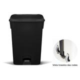 Coletor de lixo 100L c/ pedal e Rodas, CP11PR Preto - Bralimpia