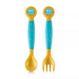 Colher e Garfo Flexíveis Funny Meal Azul Multikids