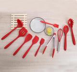 Colheres De Silicone Maciço 10 Pçs Vermelho Pegador Salada - Clink