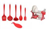 Colheres De Silicone Vermelho + Escorredor - Clink