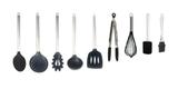 Colheres Silicone Preto Cabo Inox 09 Pçs Utensílios Cozinha - Clink