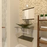 Combo 2 em 1 Gabinete de Vidro 45cm para Banheiro Cuba Retangular - Bielorrússia + Torneira Ibiza - Ekasa