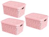 Combo 3un cesto organizador multiuso renda rosa 17lt uninjet