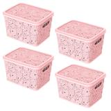 Combo 4un cesto organizador multiuso renda rosa 5,5lt uninjet