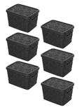 Combo 6un cesto organizador multiuso renda preto 5,5lt uninjet