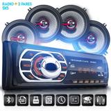 Combo Auto Radio Bluetooth FM USB + 4 Falantes 5Polegadas Triaxial 220W RMS - Uberparts