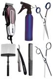Combo barber maquina corte vintage 220v + navalhete + pulverizador aluminio + 2 tesouras + pente + espanador vassourinha - Mq hair