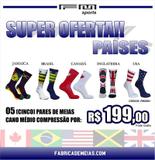 Combo de meias cano médio compressão países - Fm sports
