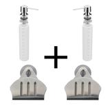 Combo Dois Dosadores Tramontina 500ml Fosco e Suportes Porta Esponja