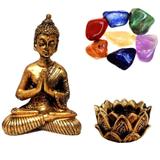 Combo Estátua de Buda + Castiçal + Pedras dos Chakras - Mandala de luz