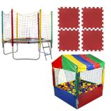 Combo KIDS - Cama Elástica 2,44 Lona Preta + Piscina de Bolinhas 1,10 m com 1.000 Bolas + 4 Tatames EVA 50x50 - Canguri