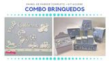 COMBO - Kit Painel de Parede Completo Brinquedos MDF Branco + Kit Higiene Azul Claro - Fabricação própria