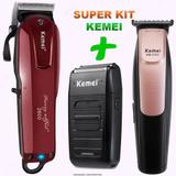 Combo Maquina Corte Kemei 2600 + Acabamento 3202 + Barba 1102 Original