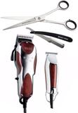 Combo maquina de corte magic clip v9000 220v + acabamento detailer + tesoura fio laser reta 7.0 + navalhete marco boni - Wahl