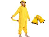 Combo Pijama Pokemon Pikachu e Pantufa Amarela Fantasia Kigurumi Macacão com Capuz - Rainbow unis