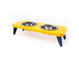 Comedouro Alto Duplo Mdf Pet Cachorro Gato Ração Amarelo - Tomtom pet