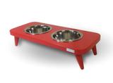 Comedouro Alto Duplo Mdf Pet Cachorro Gato Ração Vermelho - Tomtom pet