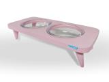 Comedouro Alto Tomtom Duplo Vidro Pet Cachorro Gato Rosa - Tomtom pet