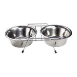 Comedouro Bebedouro Duplo Inox Suporte 240ml - American pets
