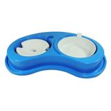 Comedouro de Plástico Anti formiga Luxo Duplo G - Azul (c/ bóia) - Furacão pet