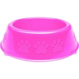 Comedouro de plástico patinhas pequeno 1100ml rosa (10039) - pet injet