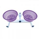 Comedouro Duplo Ajustável Altura Regulável Para Cães Filhote Lilas - Pet injet